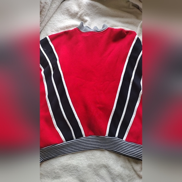Red, black. and white long sleeve sweater - Picture 3 of 4